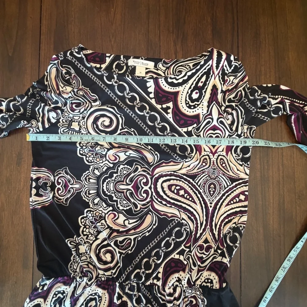 White House Black Market Paisley Chain Link Tunic Top, 3/4 Sleeve, Size Medium - Picture 10 of 10